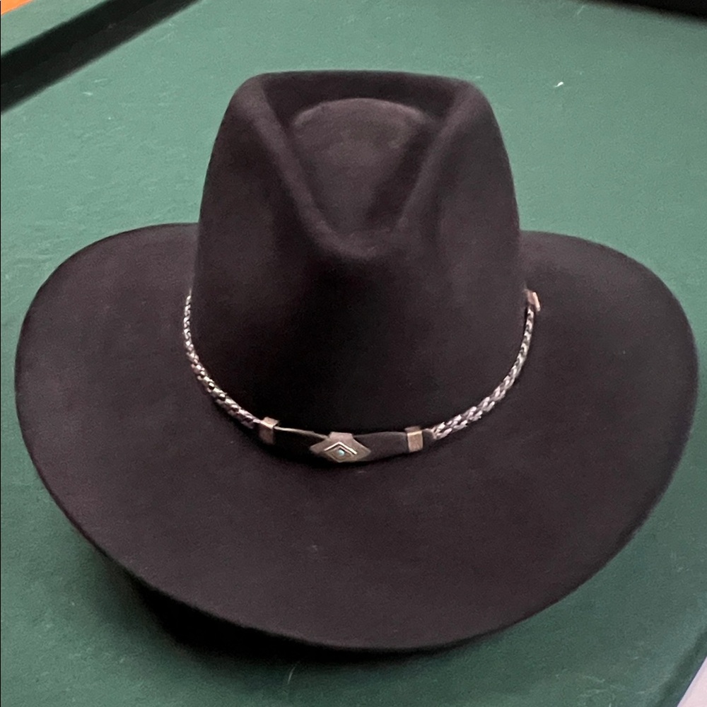 Stetson Black Hat with Braided Leather Hat Band